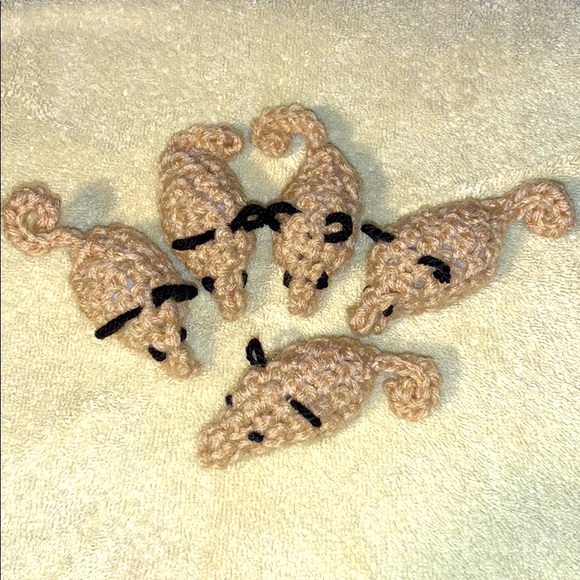 Hand Crafted Other - Five Handmade Organic Catnip Mice Cat Toys